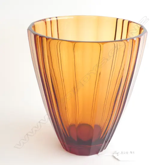 # An Art Deco amber glass vase attributed to Keith Murray for Stevens & Williams / Royal Brierley